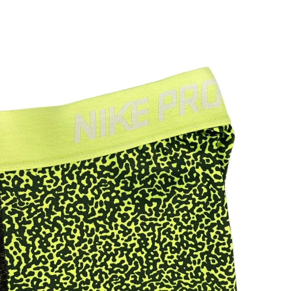 Nike Pro Leggings Women‎ M Green Black Mezzo Dri-Fit Compression Tights Abstract